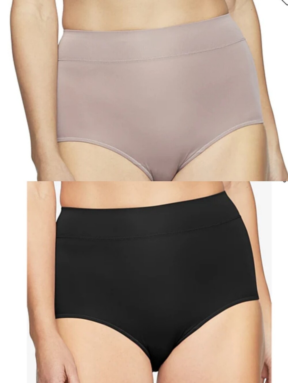 Warner's 2-PK High-Waist Microfiber Briefs- Mink/Black